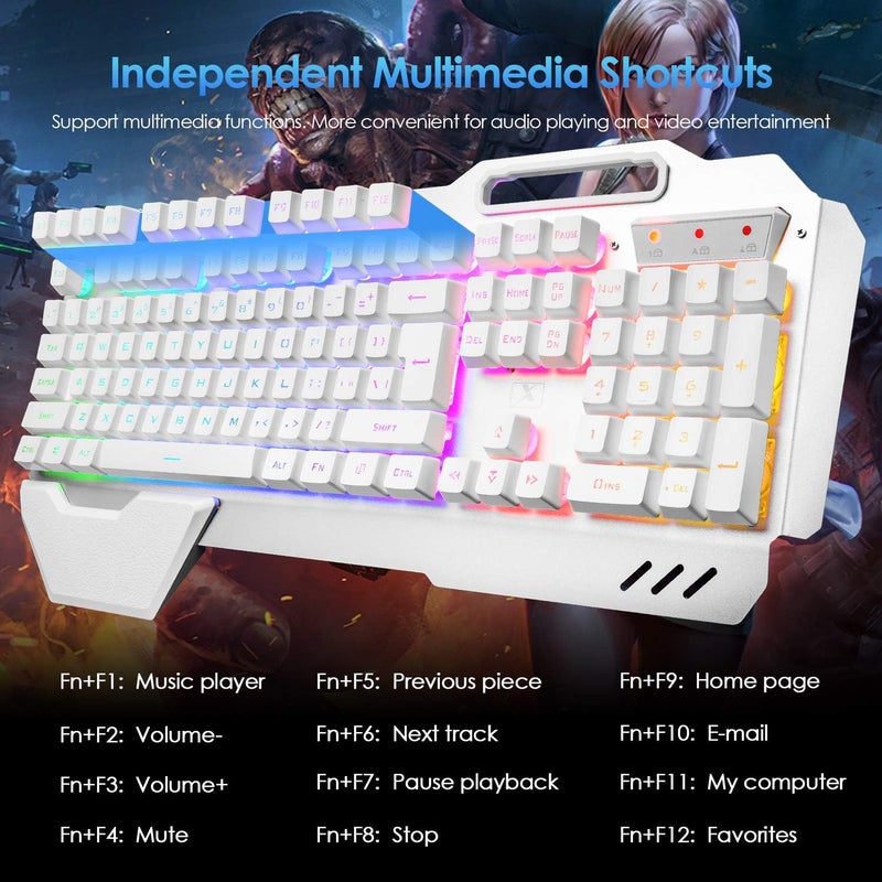 LexonElec Wireless Gaming Keyboard and Mouse,RGB Backlit Rechargeable Keyboard Mouse with 5000mAh Battery Metal Panel,Removable Hand Rest Mechanical Feel Keyboard and 7 Color Gaming Mute Mouse for PC Gamers - Image 3